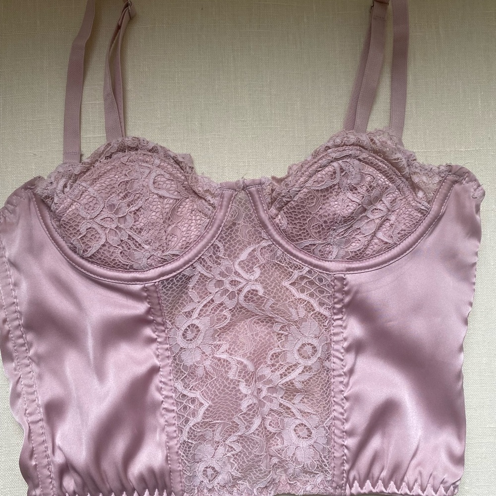 Women's Pink Urban Outfitters Ava Lace & Satin Corset Top Size XS Size 0